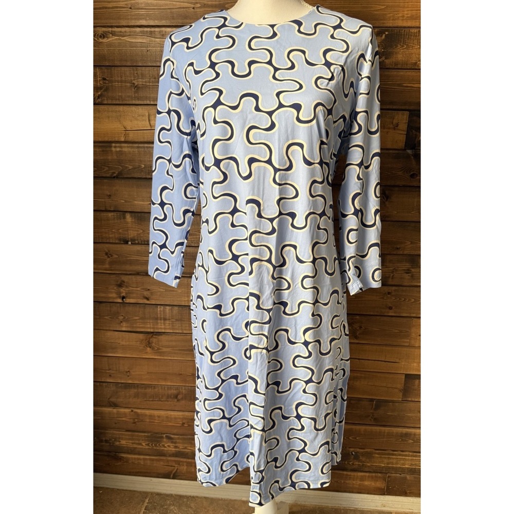 J. McLaughlin Blue Catalina Cloth 3/4 Sleeve Sheath Dress Size XL